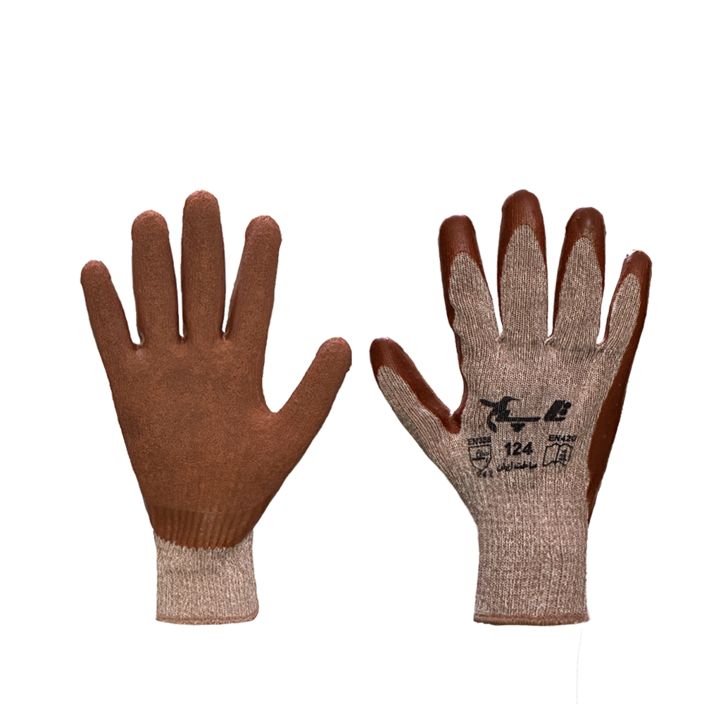 دستکش ایمنی ضد برش کاموایی قهوه ای تایپ کیت کد 124 اسپادانا